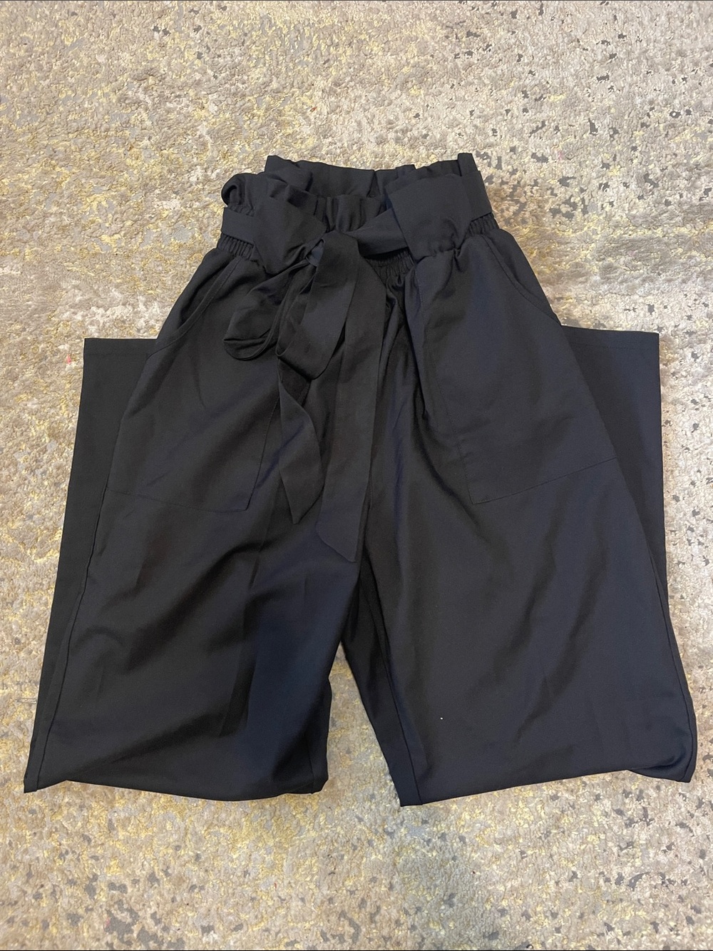 High waisted paper bag pants